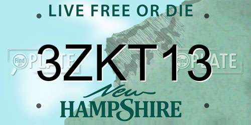 3ZKT13 New Hampshire License Plate