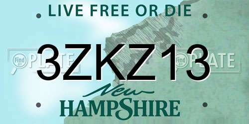 3ZKZ13 New Hampshire License Plate