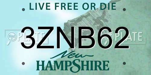 3ZNB62 New Hampshire License Plate