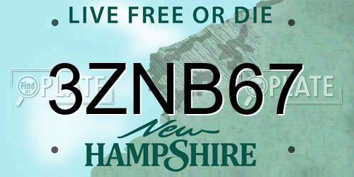 3ZNB67 New Hampshire License Plate