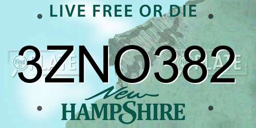 3ZNO382 New Hampshire License Plate