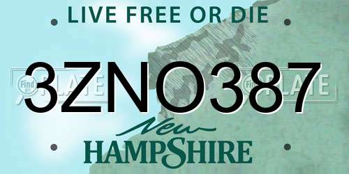 3ZNO387 New Hampshire License Plate