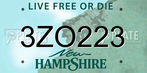 3ZO223 New Hampshire License Plate