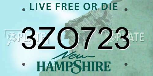 3ZO723 New Hampshire License Plate
