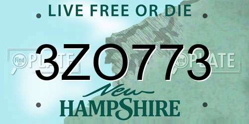 3ZO773 New Hampshire License Plate