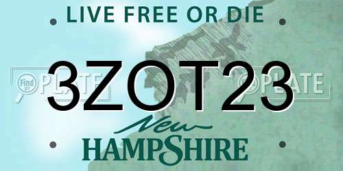 3ZOT23 New Hampshire License Plate