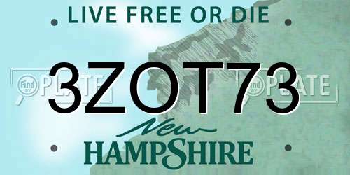 3ZOT73 New Hampshire License Plate