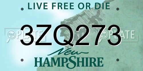 3ZQ273 New Hampshire License Plate