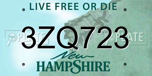 3ZQ723 New Hampshire License Plate