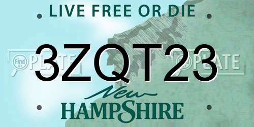 3ZQT23 New Hampshire License Plate
