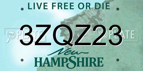 3ZQZ23 New Hampshire License Plate