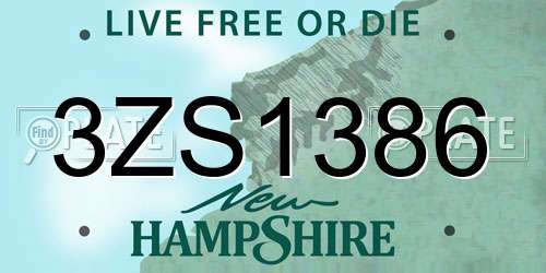 3ZS1386 New Hampshire License Plate