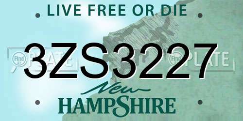 3ZS3227 New Hampshire License Plate