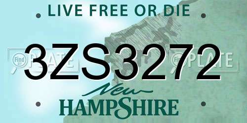 3ZS3272 New Hampshire License Plate