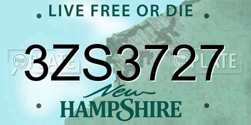 3ZS3727 New Hampshire License Plate