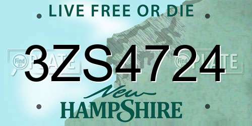 3ZS4724 New Hampshire License Plate