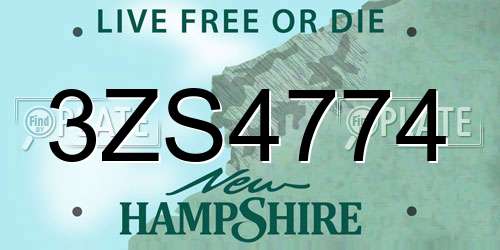 3ZS4774 New Hampshire License Plate