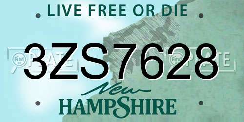 3ZS7628 New Hampshire License Plate