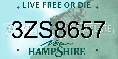 3ZS8657 New Hampshire License Plate