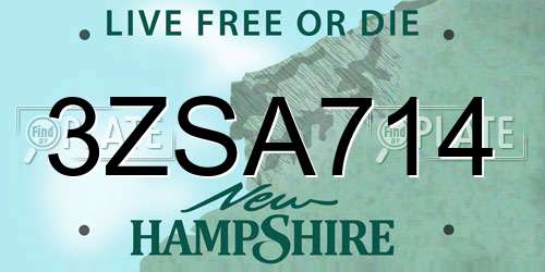 3ZSA714 New Hampshire License Plate