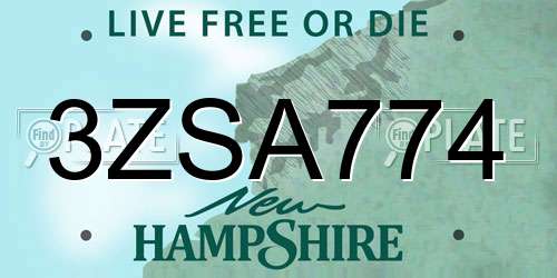 3ZSA774 New Hampshire License Plate