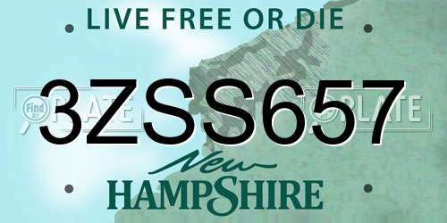 3ZSS657 New Hampshire License Plate