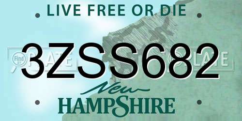 3ZSS682 New Hampshire License Plate