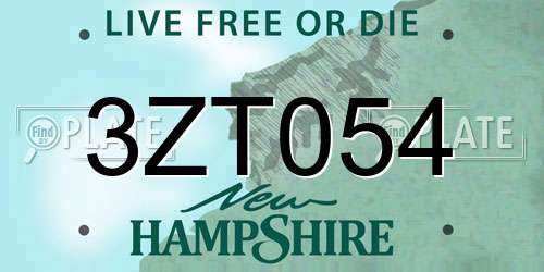 3ZT054 New Hampshire License Plate