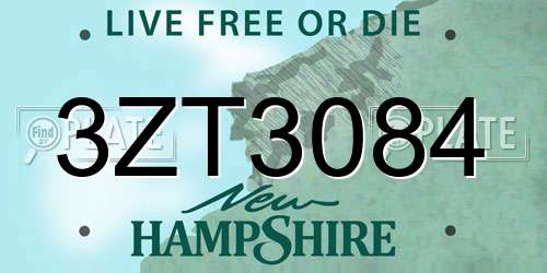 3ZT3084 New Hampshire License Plate