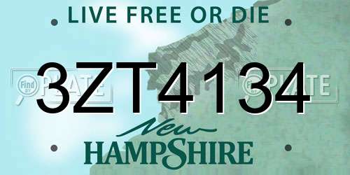 3ZT4134 New Hampshire License Plate