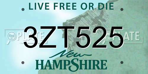 3ZT525 New Hampshire License Plate