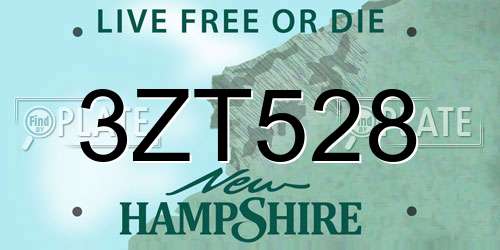 3ZT528 New Hampshire License Plate