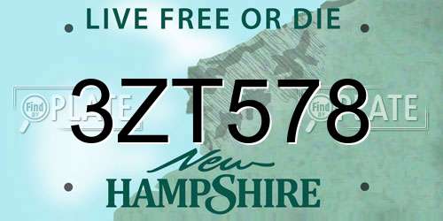 3ZT578 New Hampshire License Plate