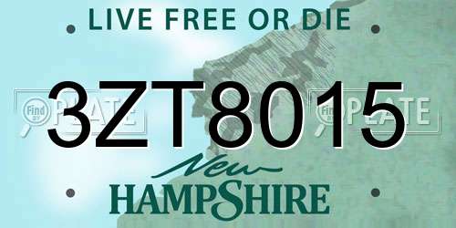 3ZT8015 New Hampshire License Plate