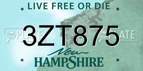 3ZT875 New Hampshire License Plate