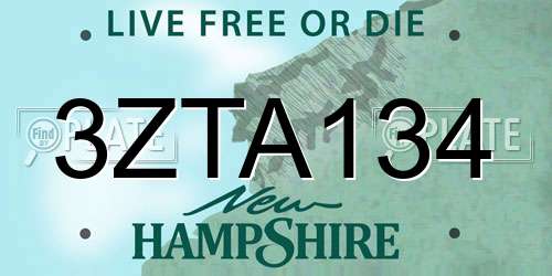 3ZTA134 New Hampshire License Plate