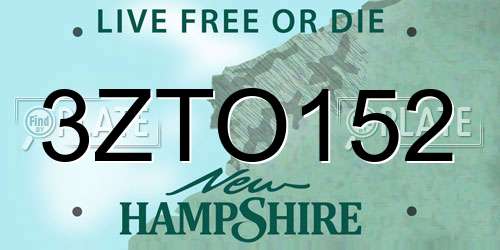 3ZTO152 New Hampshire License Plate