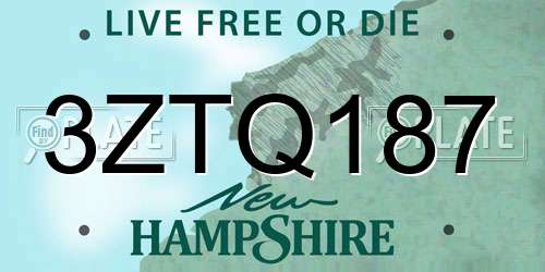 3ZTQ187 New Hampshire License Plate