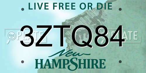 3ZTQ84 New Hampshire License Plate