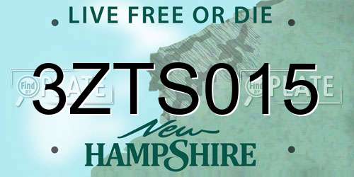 3ZTS015 New Hampshire License Plate