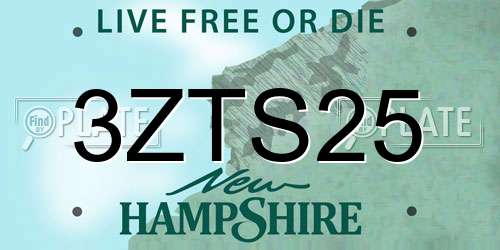 3ZTS25 New Hampshire License Plate