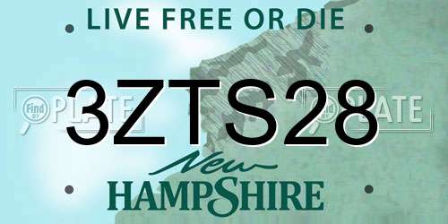 3ZTS28 New Hampshire License Plate