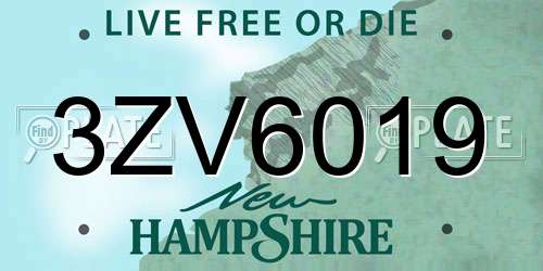 3ZV6019 New Hampshire License Plate