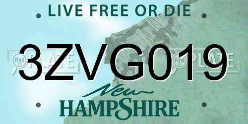 3ZVG019 New Hampshire License Plate