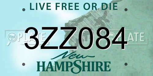 3ZZ084 New Hampshire License Plate
