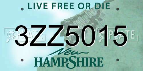 3ZZ5015 New Hampshire License Plate