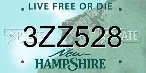 3ZZ528 New Hampshire License Plate