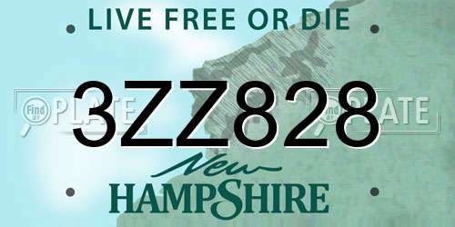 3ZZ828 New Hampshire License Plate