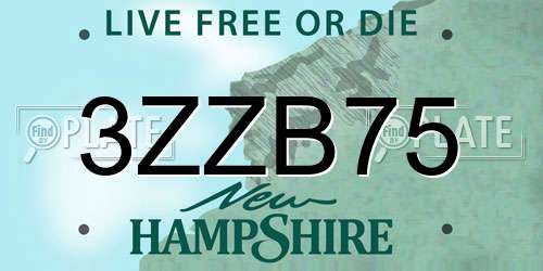 3ZZB75 New Hampshire License Plate