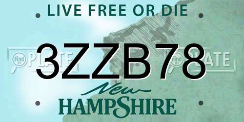 3ZZB78 New Hampshire License Plate